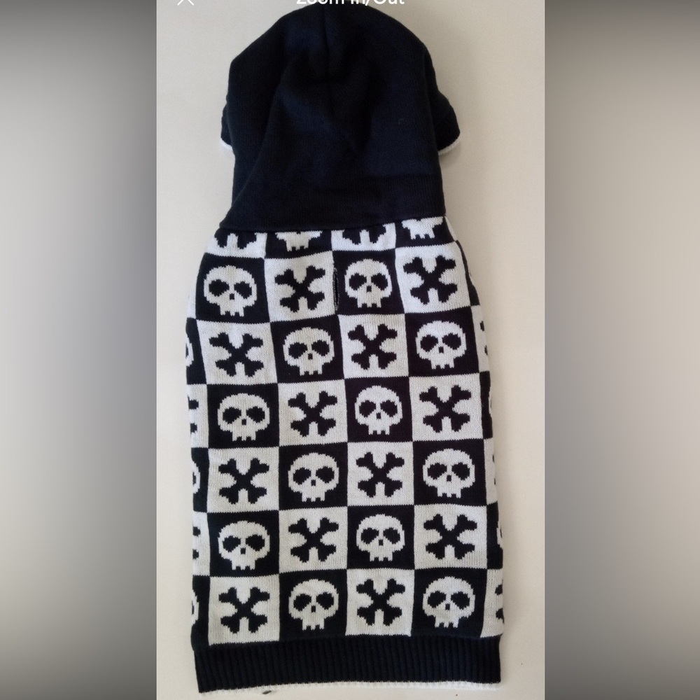 Doxin' Around Pet Apparel Checkered Skull & Crossbone Dog Sweater - Size Medium